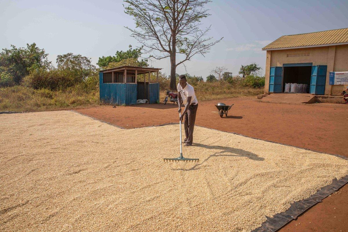 Buildings and people beside an open unpaved area