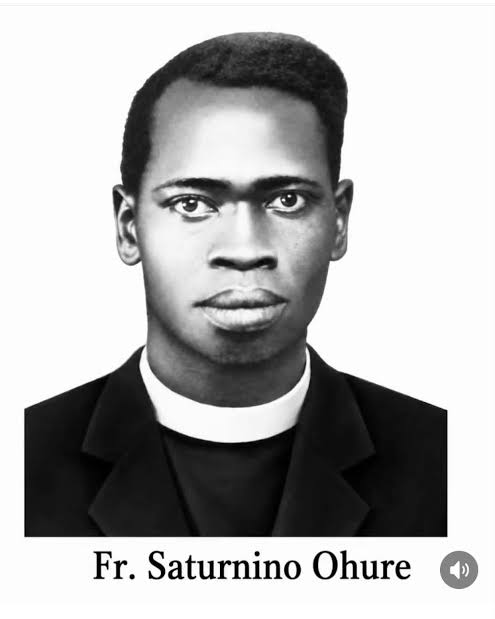 Portrait captioned Fr. Saturnino Ohure